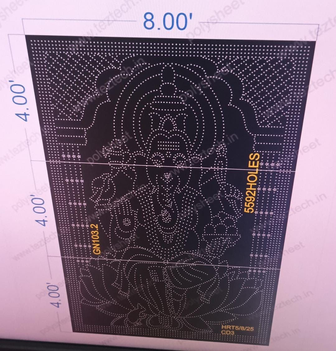 GN103.2 GANESHJI 3 PARTS 12X8 FEET 5582 HOLES