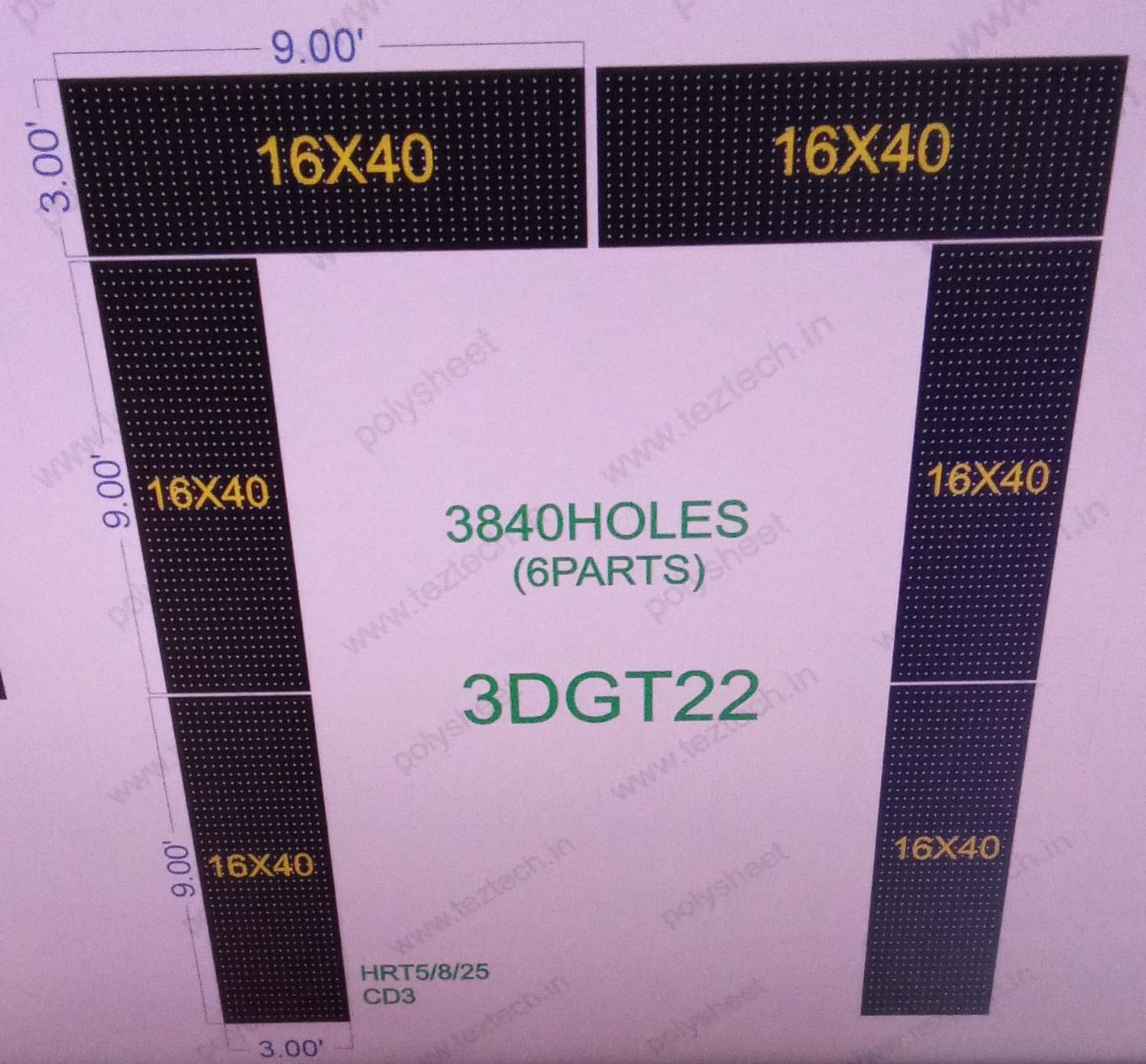 3DGT22 GATE  21X18  FEET 3840  HOLES  (6 PARTS)