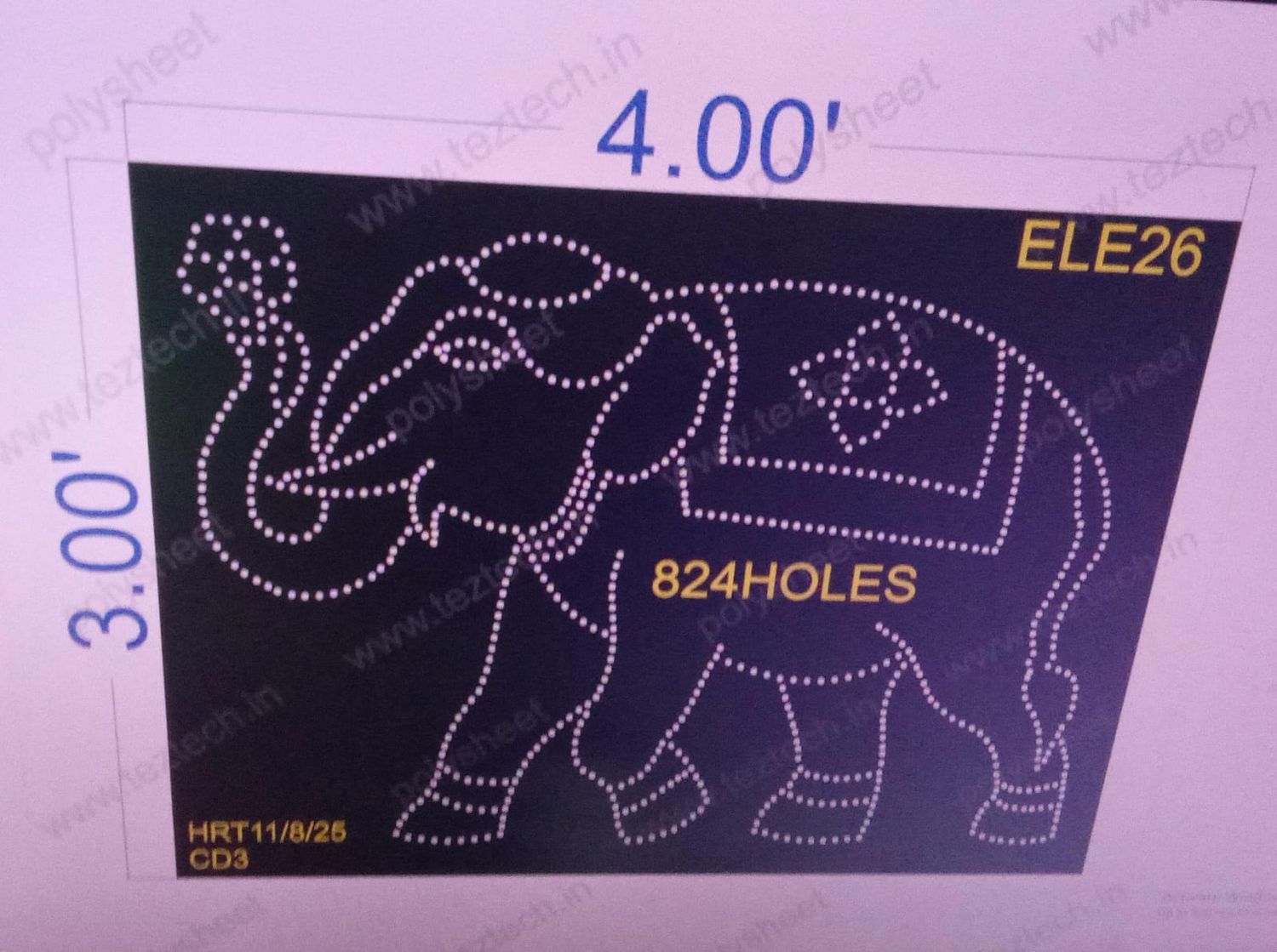 ELE26 ELEPHANT 3X4  FEET 824  HOLES
