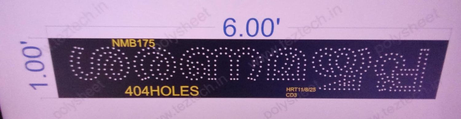 NMB175 NAME BOARD 1 PART 1X6  FEET 404 HOLES