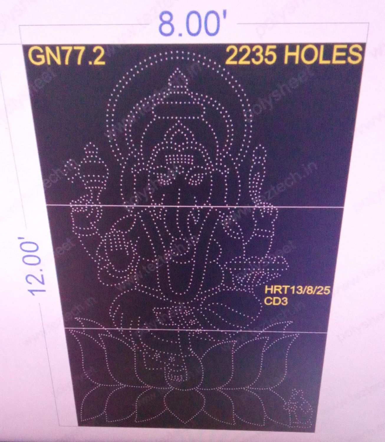 GN77.2 GANESHJI 12X8 FEET 2235 HOLES ( 3 PARTS )