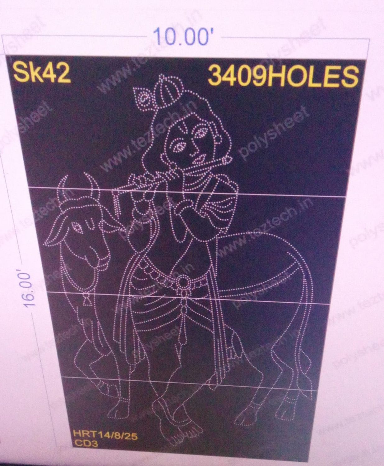 SK42 SHRI KRISHNA 16X10  FEET 3409 HOLES ( 4 PARTS )