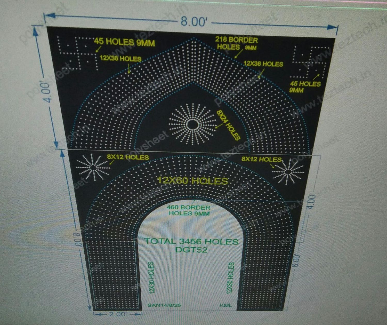DGT52 DESIGNER GATE 3 PARTS 12X8 FEET 3456 HOLES