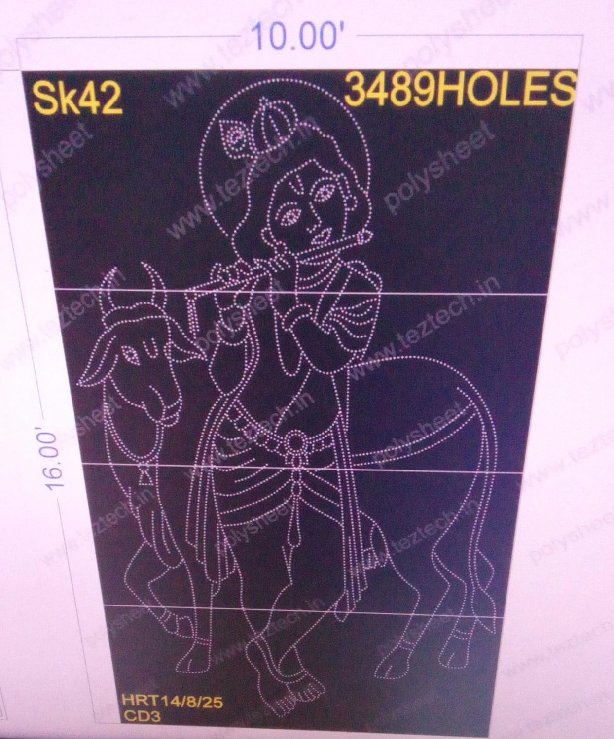 SK42 SHRI KRISHNA 16X10  FEET 3489 HOLES ( 4 PARTS )