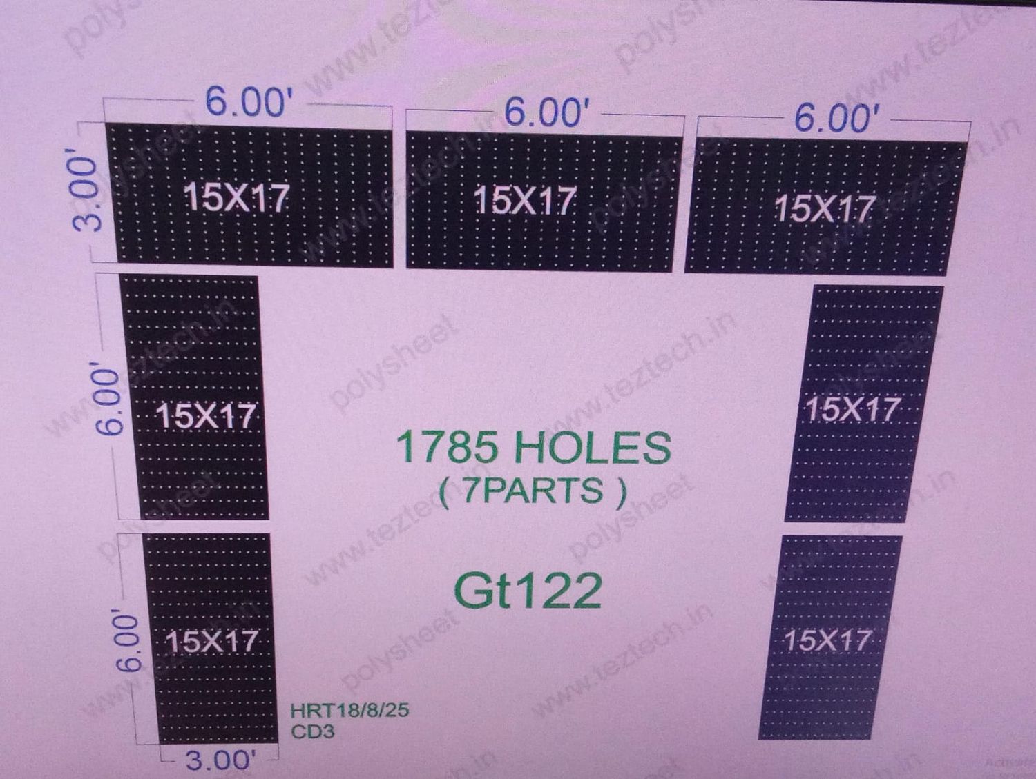 GT122 GATE 7 PART 15X18 FEET 1785 HOLES
