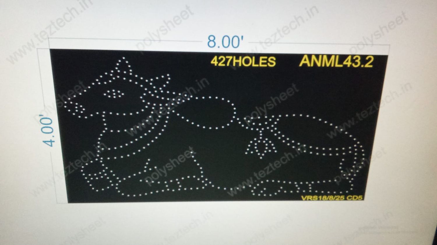 ANML43.2 NANDI 1 PART 4X8 FEET 427 HOLES
