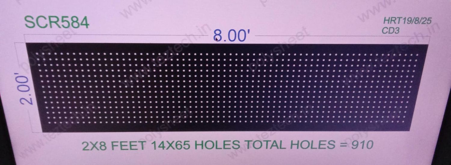 SCR584  SCREEN SHEET  2X8  FEET 14X65  HOLES SCREEN TOTAL HOLES= 910