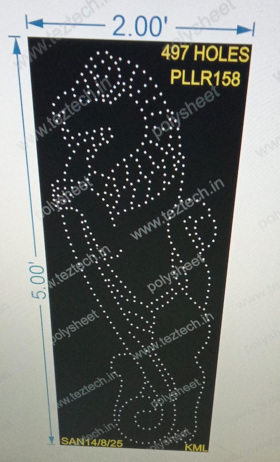 PLLR158 PILLER 1 PART 5X3 FEET 497 HOLES