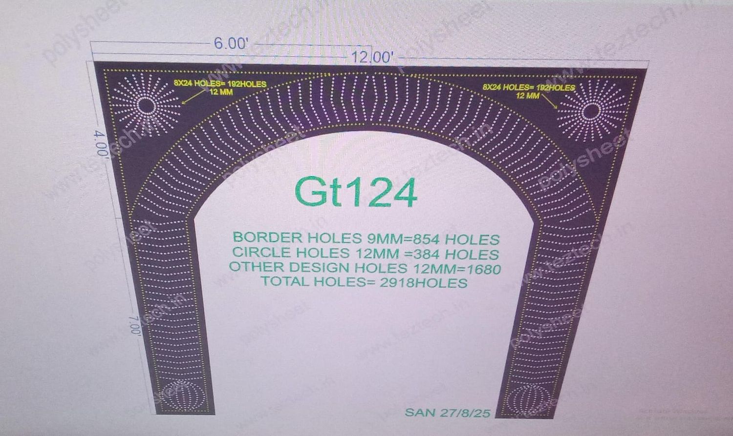 GT124 GATE 3 PARTS 11X12 FEET 2918 HOLES
