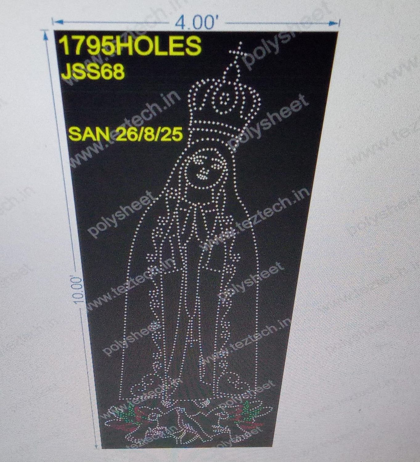 JSS68 JESUS 1 PART 10X4 FEET 1795 HOLES