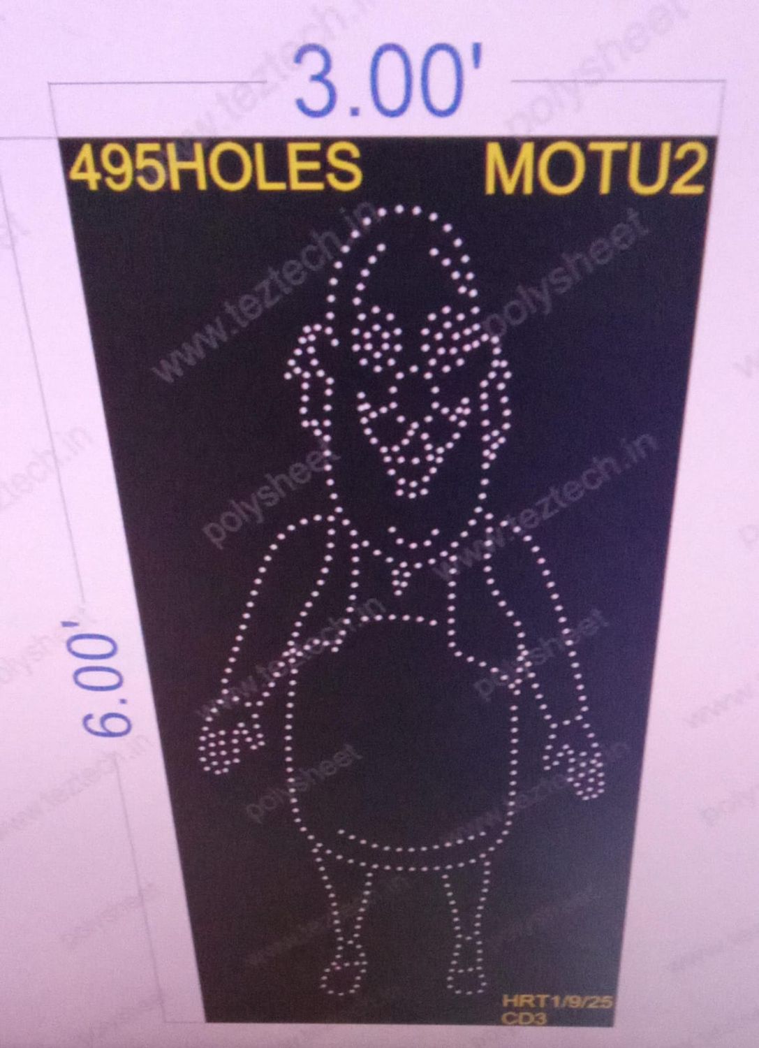 MOTU2  MOTU 6X3 FEET 495 HOLES
