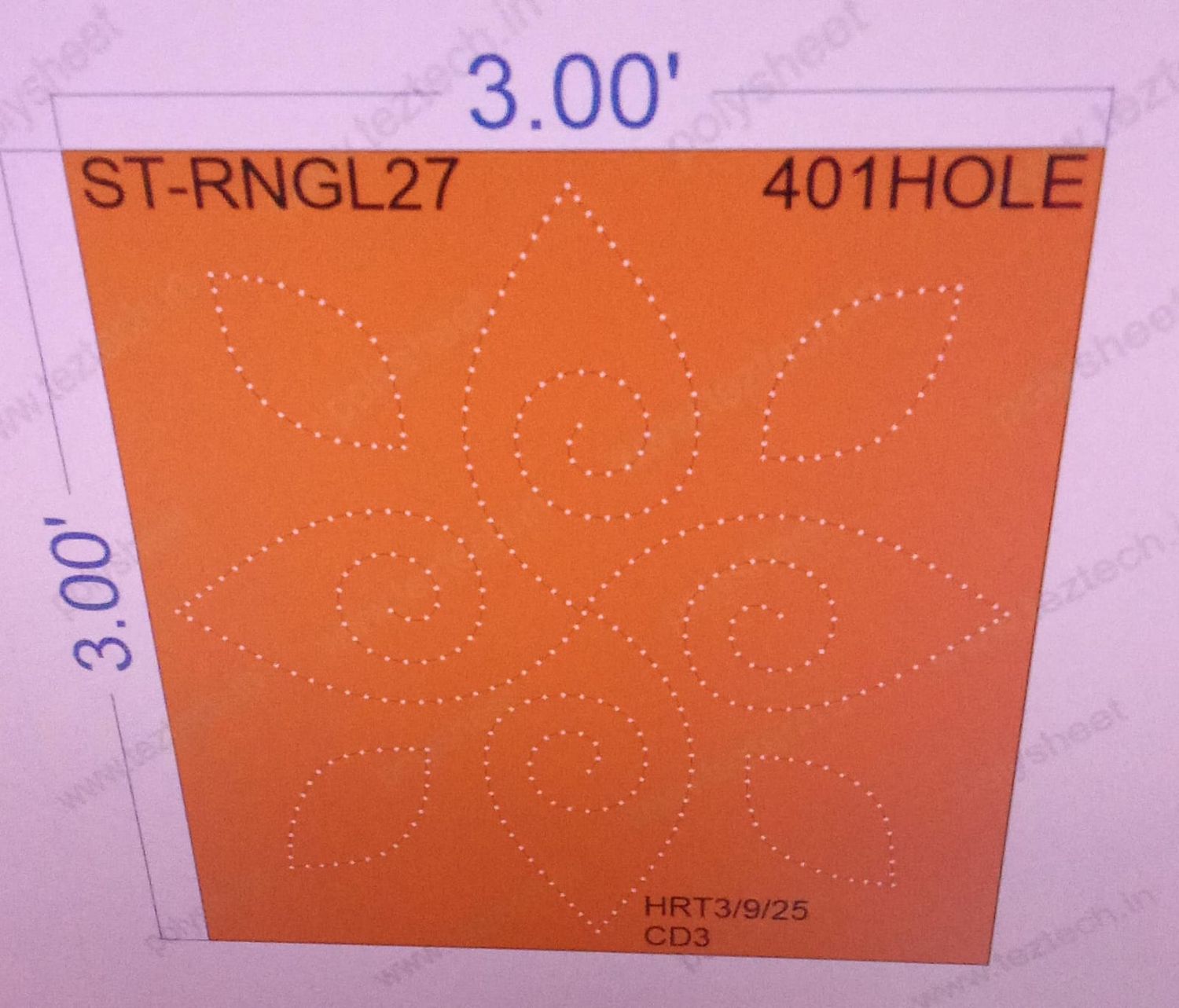 ST-RNGL27  STICKER RANGOLI  3X3 FEET 401  HOLES IN 1 PART