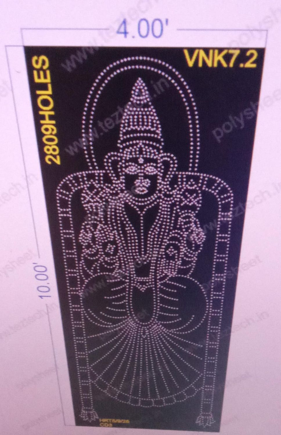 VNK7.2 VENKATESWARA  10X4 FEET 2809HOLES