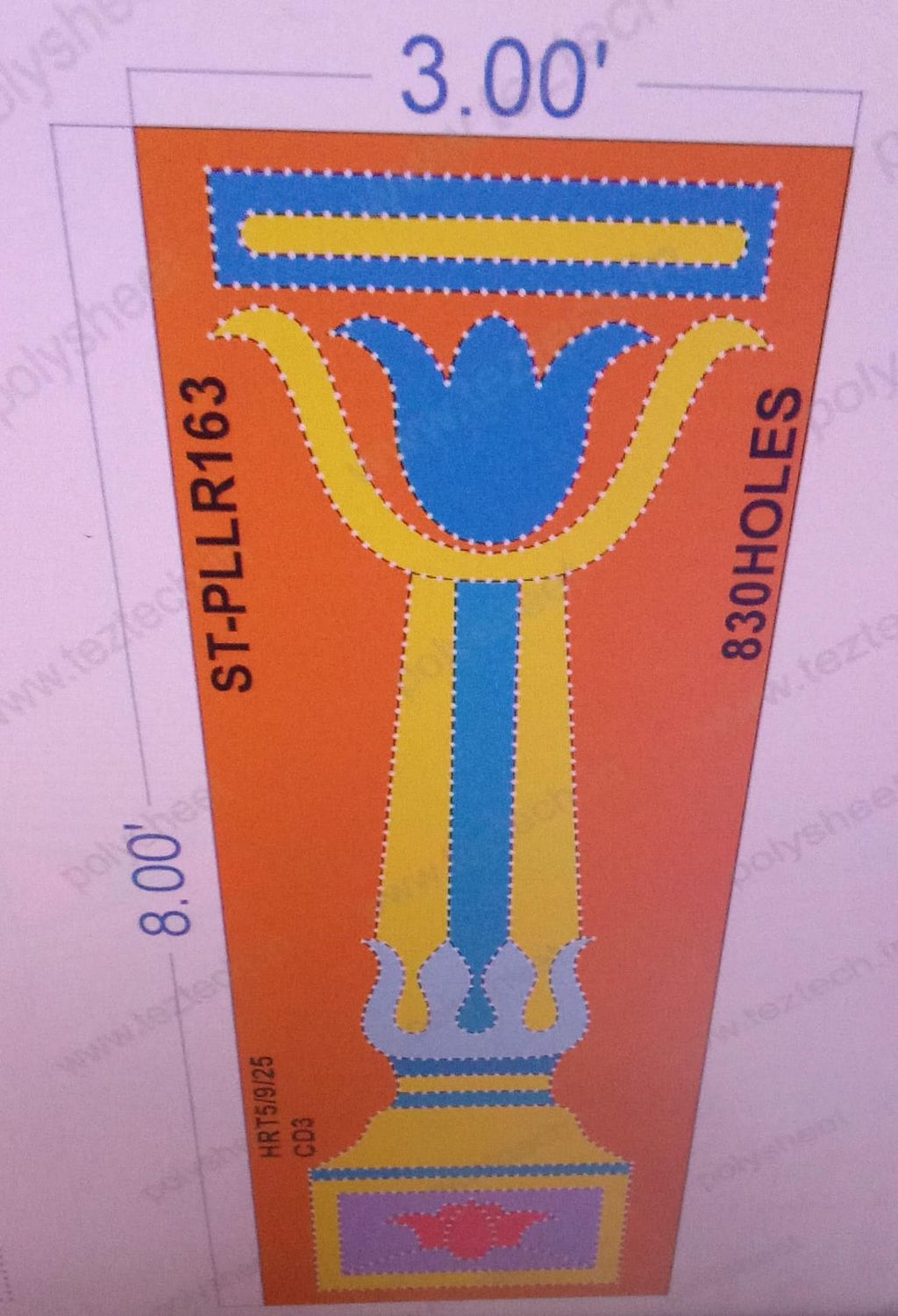 ST-PLLR163  STICKER PILLER 8X3 FEET 830 HOLES IN 1 PART