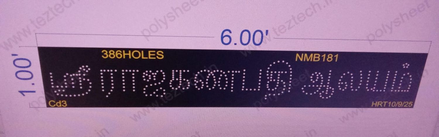 NMB181   NAME BOARD 1 PART 1X6   FEET 386 HOLES