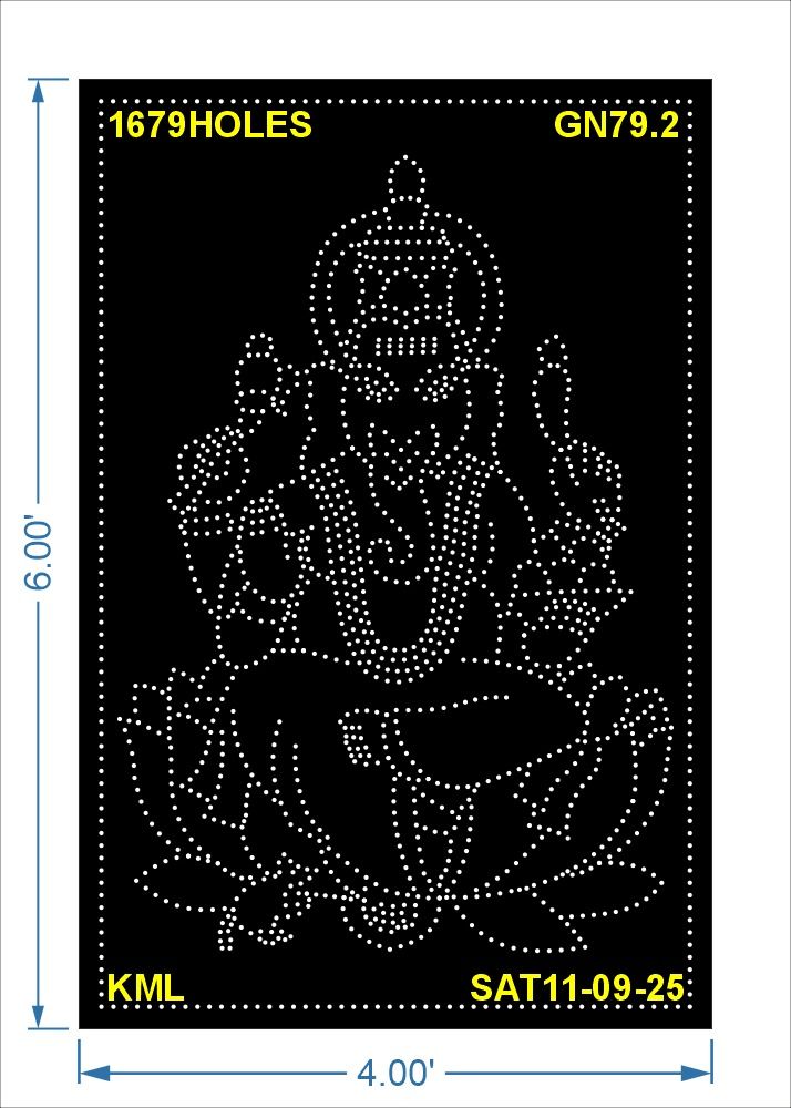 GN79.2  GANESH JI 6X4 FEET 1679 HOLES