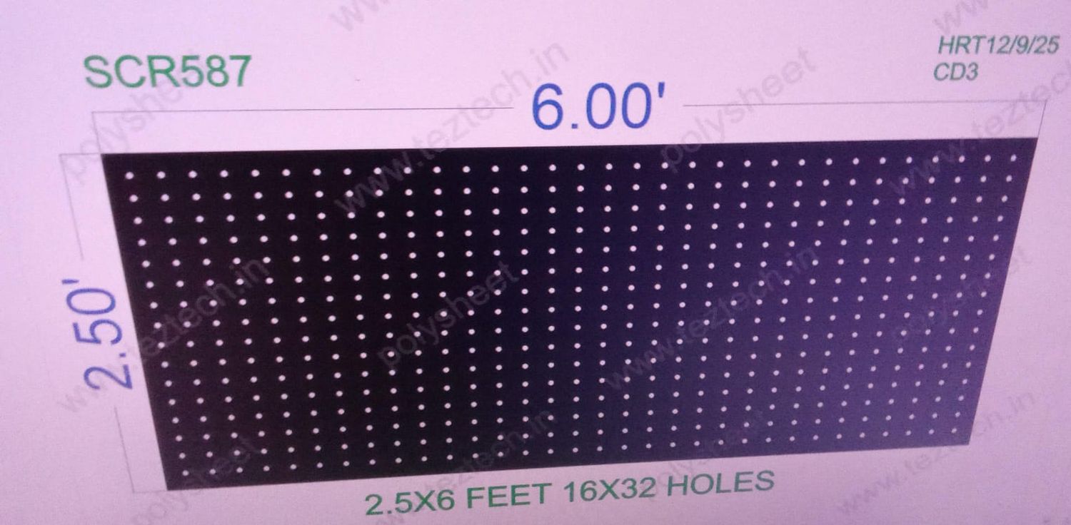 SCR587  SCREEN SHEET  2.5 X6   FEET 16X32  HOLES SCREEN TOTAL HOLES= 512
