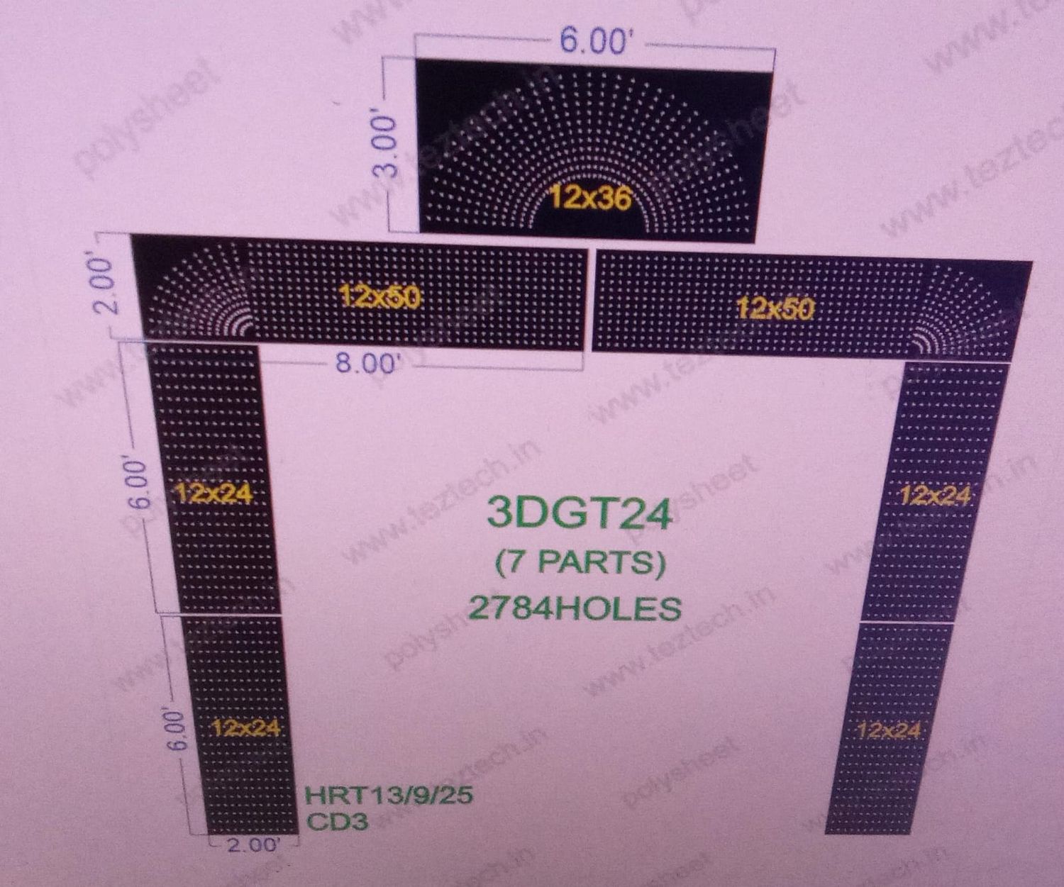 3DGT24 GATE  17X16  FEET 2784  HOLES  (7 PARTS)