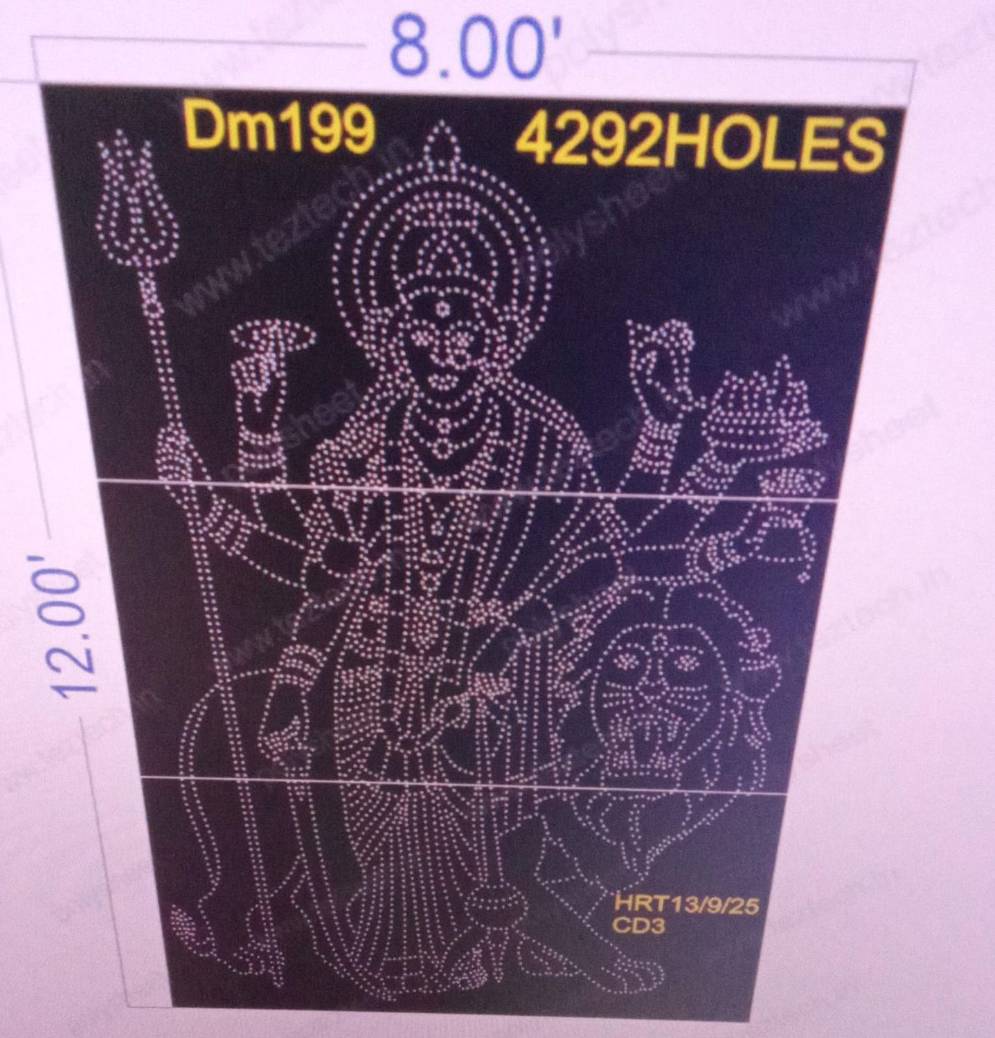 DM199  DEVI MATA  12X8  FEET 4292  HOLES (3PARTS)