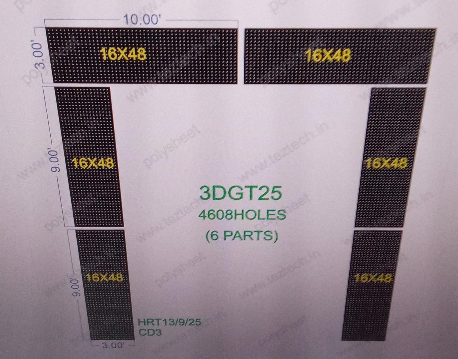 3DGT25  GATE  21X20   FEET 4608   HOLES  (6  PARTS)