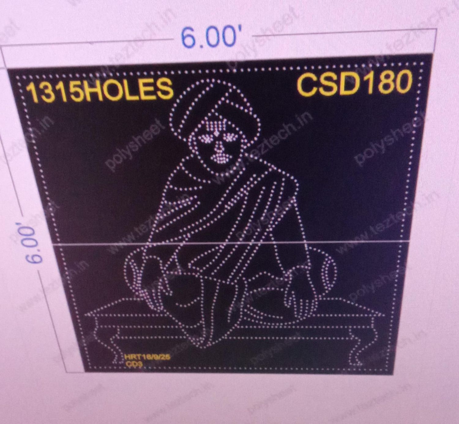 CSD180  CUSTOM DESIGN 2 PART 6X6 FEET 1315 HOLES