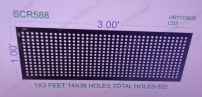 SCR588  SCREEN SHEET  1X3   FEET 14X38  HOLES SCREEN TOTAL HOLES= 532