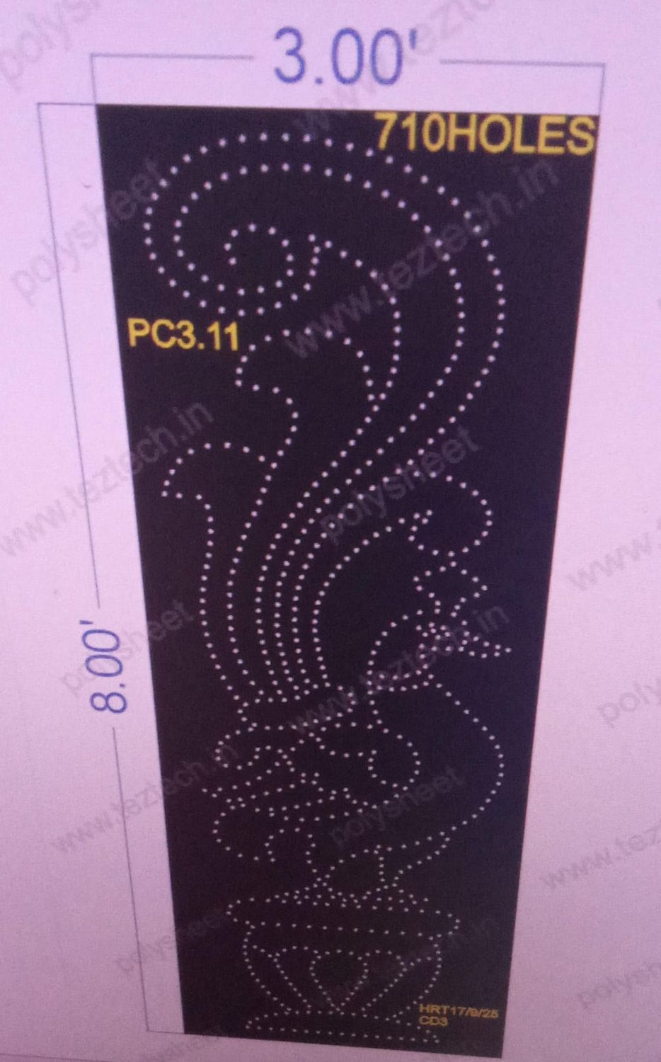 PC3.11  PEACOCK 8X3 FEET 710  HOLES