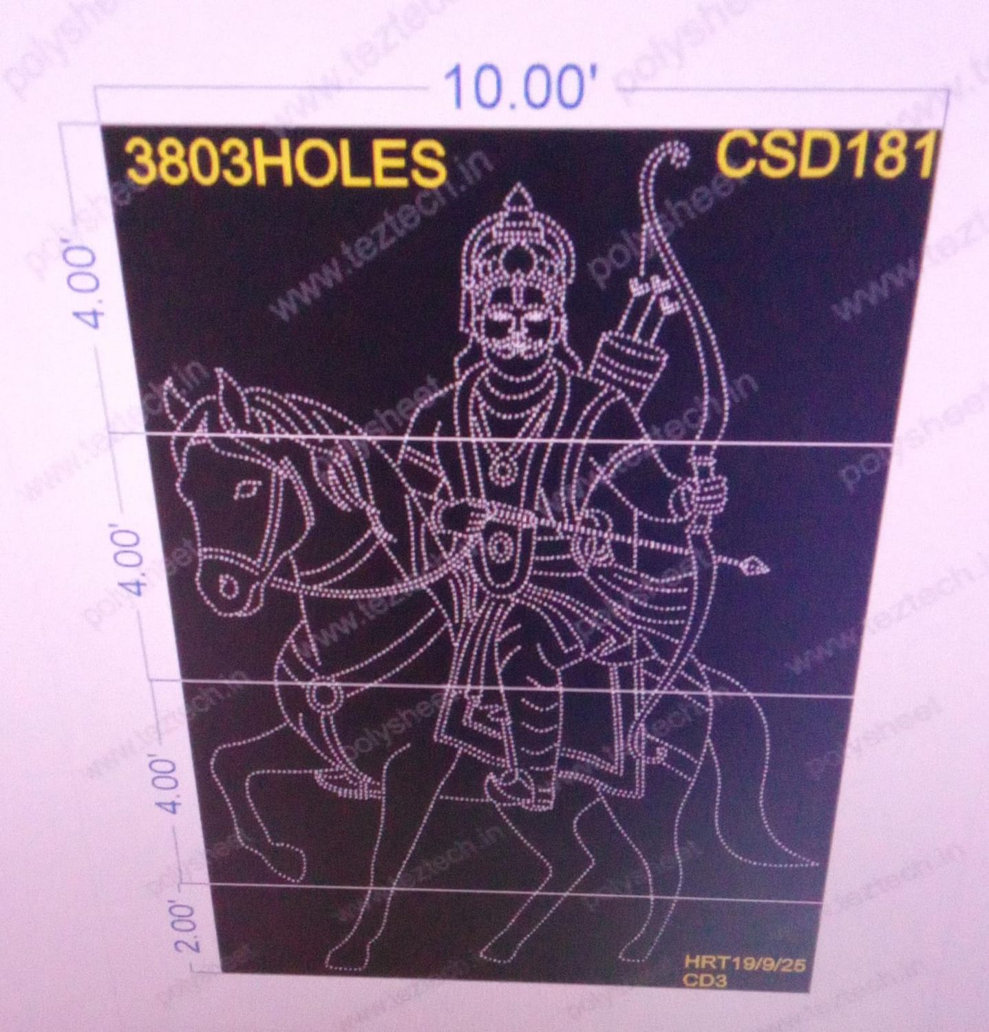 CSD181  khatushyamji 4 PART 14X10  FEET 3803 HOLES