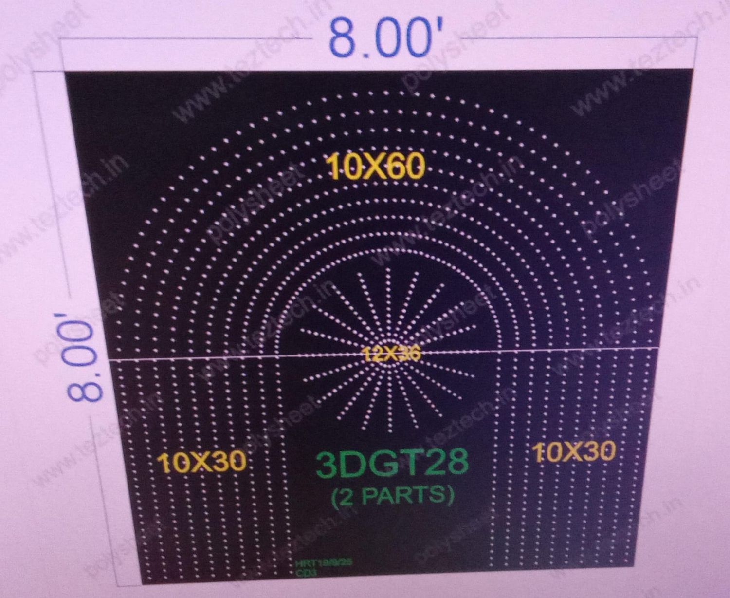 3DGT28  GATE  8X8 FEET 1632   HOLES  (2 PARTS)