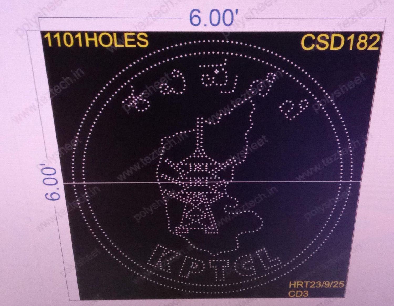 CSD182 CUSTOM DESIGN  2 PART 6X6  FEET 1101 HOLES
