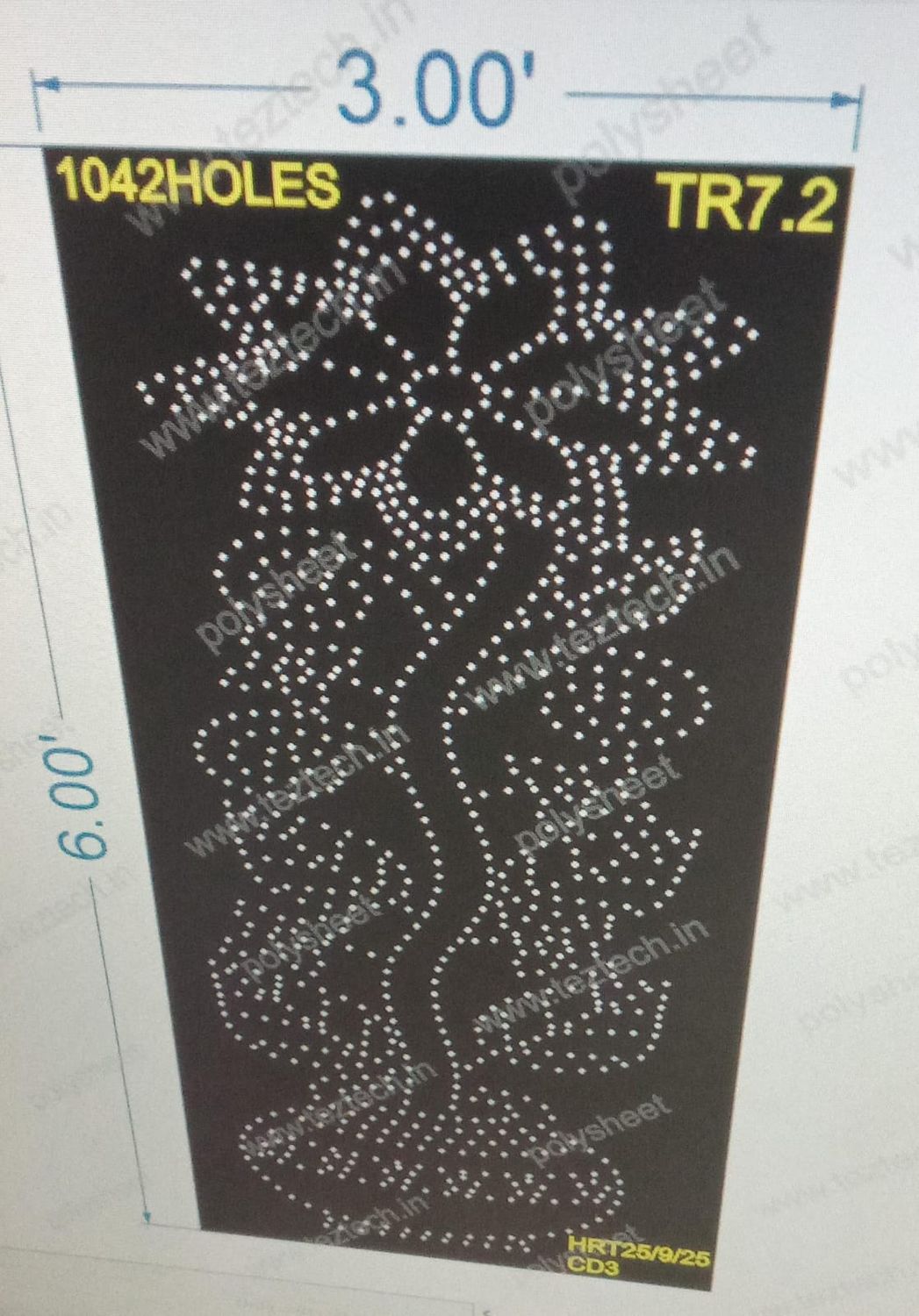 TR7.2 FLOWER POT 6X3 FEET 1042 HOLES