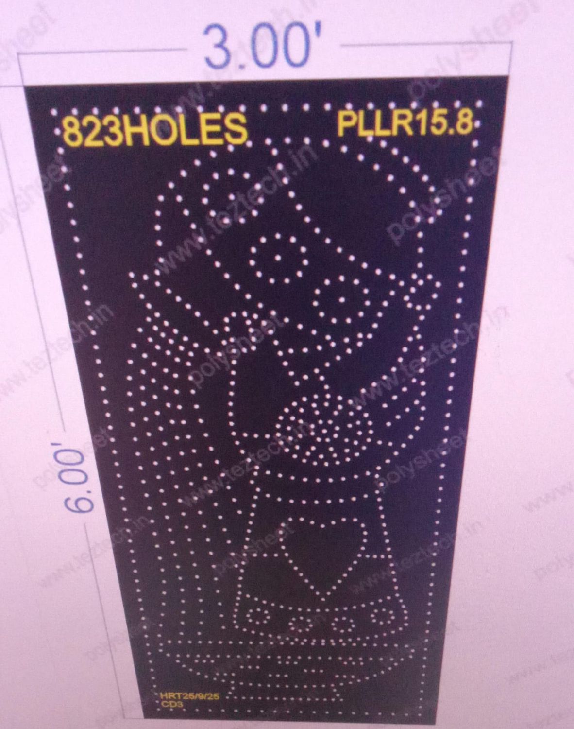 PLLR15.8  PILLAR 6X3 FEET 823 HOLES