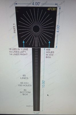 4FCB1 CIRCLE CRACKER TREE POLY SHEET WITH HOLES 4X4 FEET 1 PART 1X10 FEET 2ND PART TOTAL 4X14 FEET 608TOTAL HOLES 2 PARTS