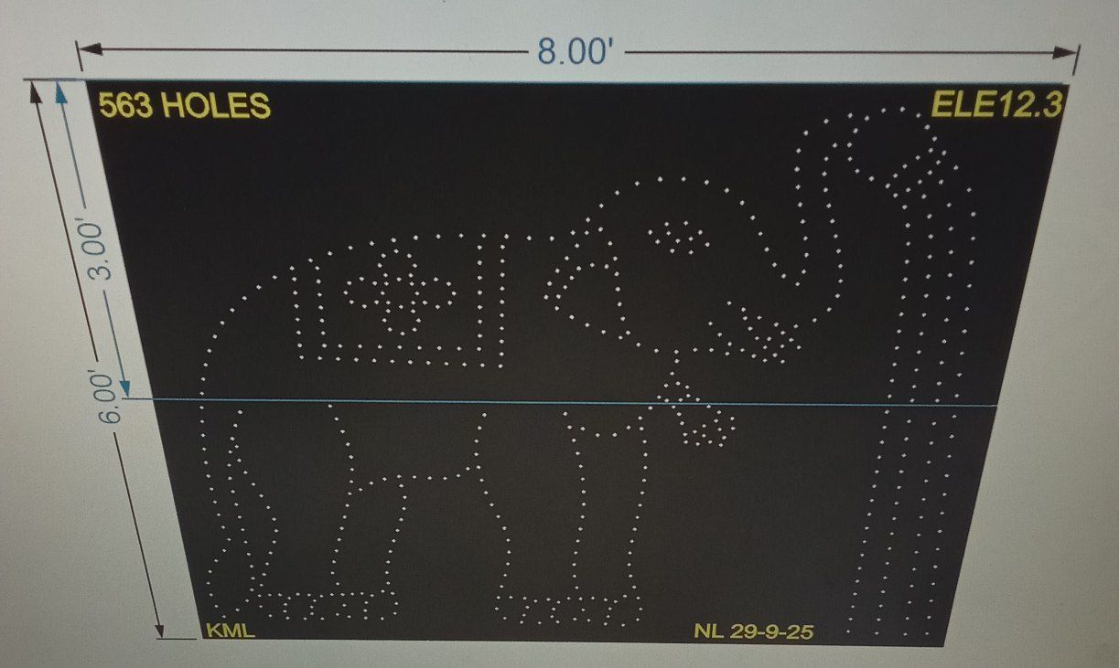 ELE12.4 ELEPHANT 2 PARTS 6X8 FEET 563 HOLES