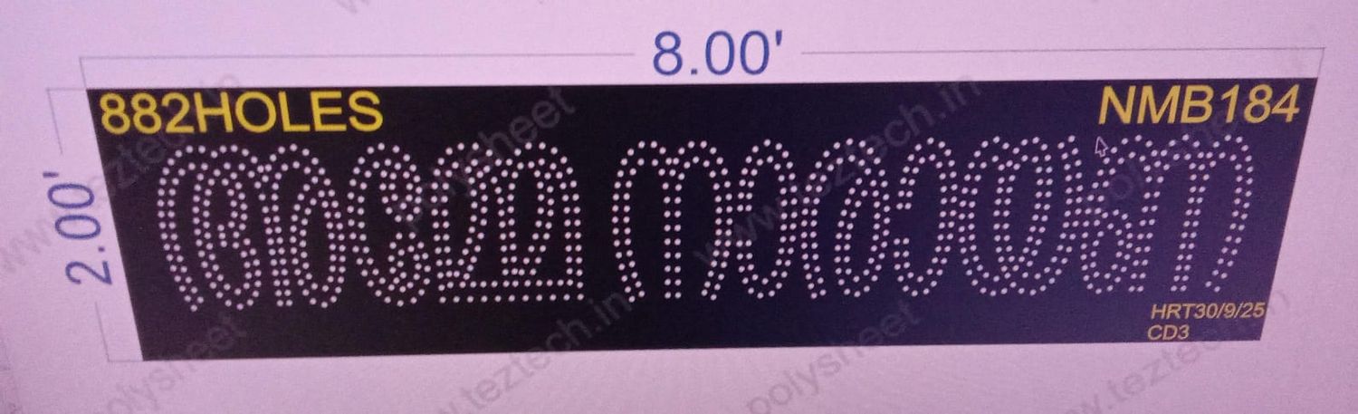 NMB184 NAME BOARD 1 PART 2X8  FEET 882 HOLES