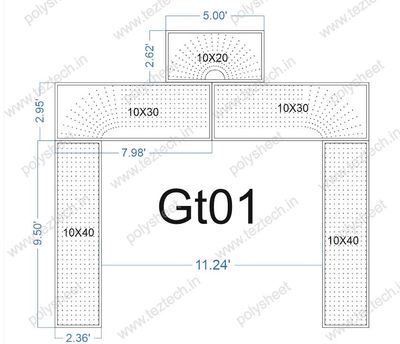 GT01 1600 HOLES  GATE 2.36 FT PILLAR , 10 LED PER LINE