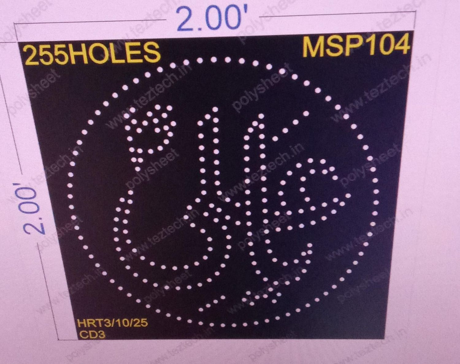 MSP104 MUSLIM PART 1 PART 2X2  FEET 255 HOLES