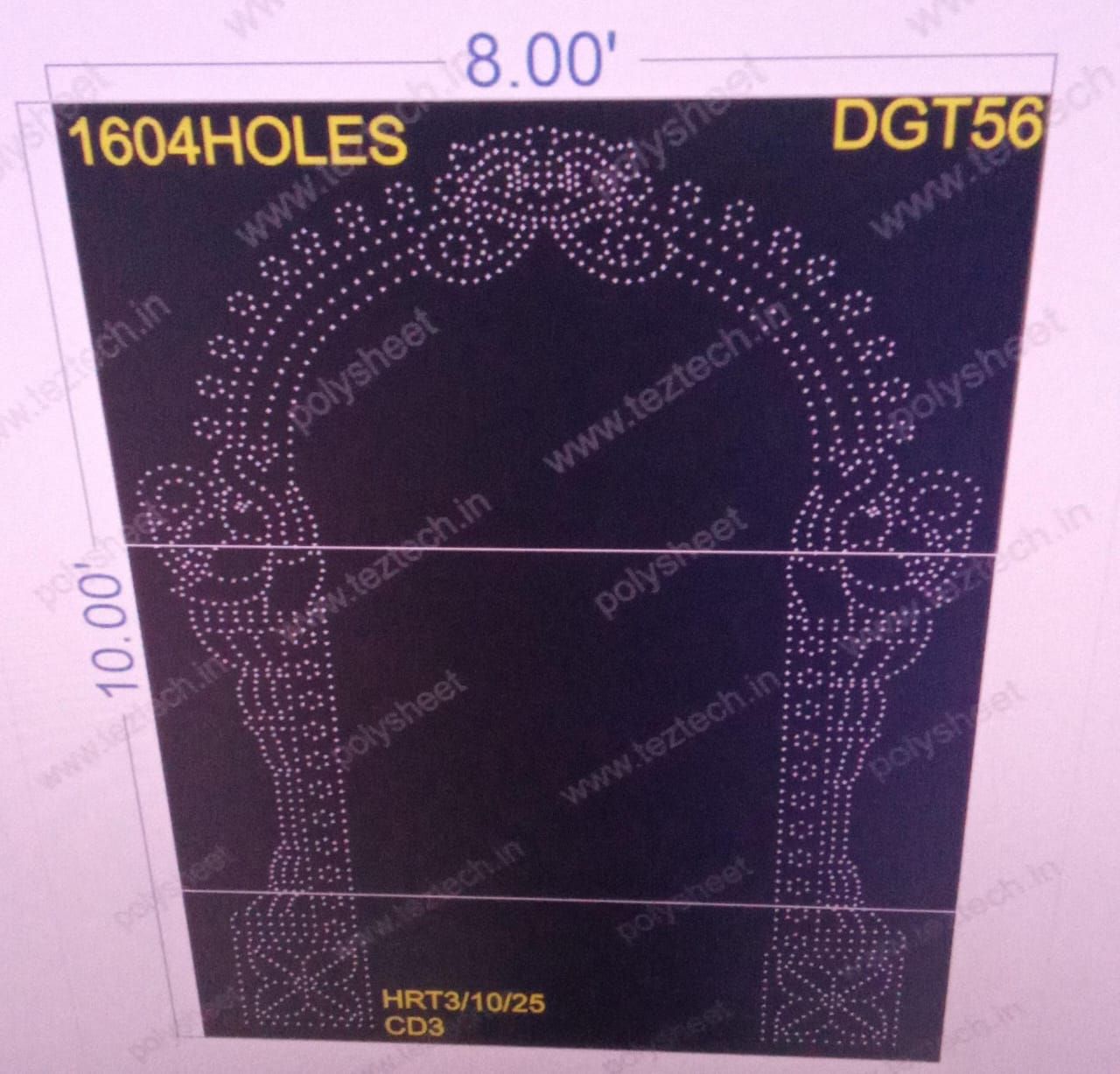 DGT56 DESIGNER GATE 3 PARTS 10X8  FEET 1604  HOLES
