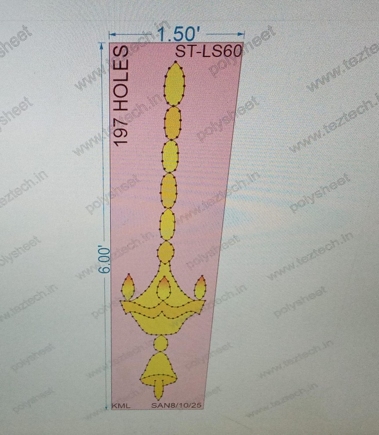 ST-LS60 STICKER LAMP STAND 6X1.5 FEET 197 HOLES IN 1 PART