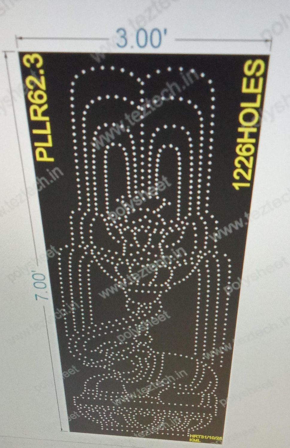 PLLR62.3  WATERFOUNTAIN ELEPHANT STAND PILLAR 1 PART 7X3 FEET 1226 HOLES