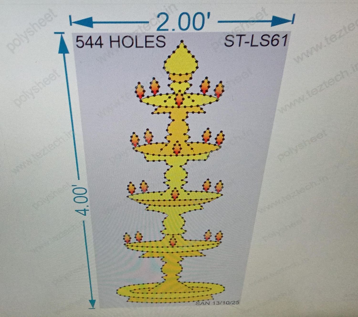 ST-LS61 STICKER LAMP STAND 4X2 FEET 544 HOLES IN 1 PART