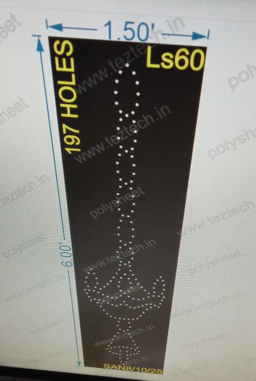 LS60 LAMP STAND 1 PART 6X1.5 FEET 197 HOLES