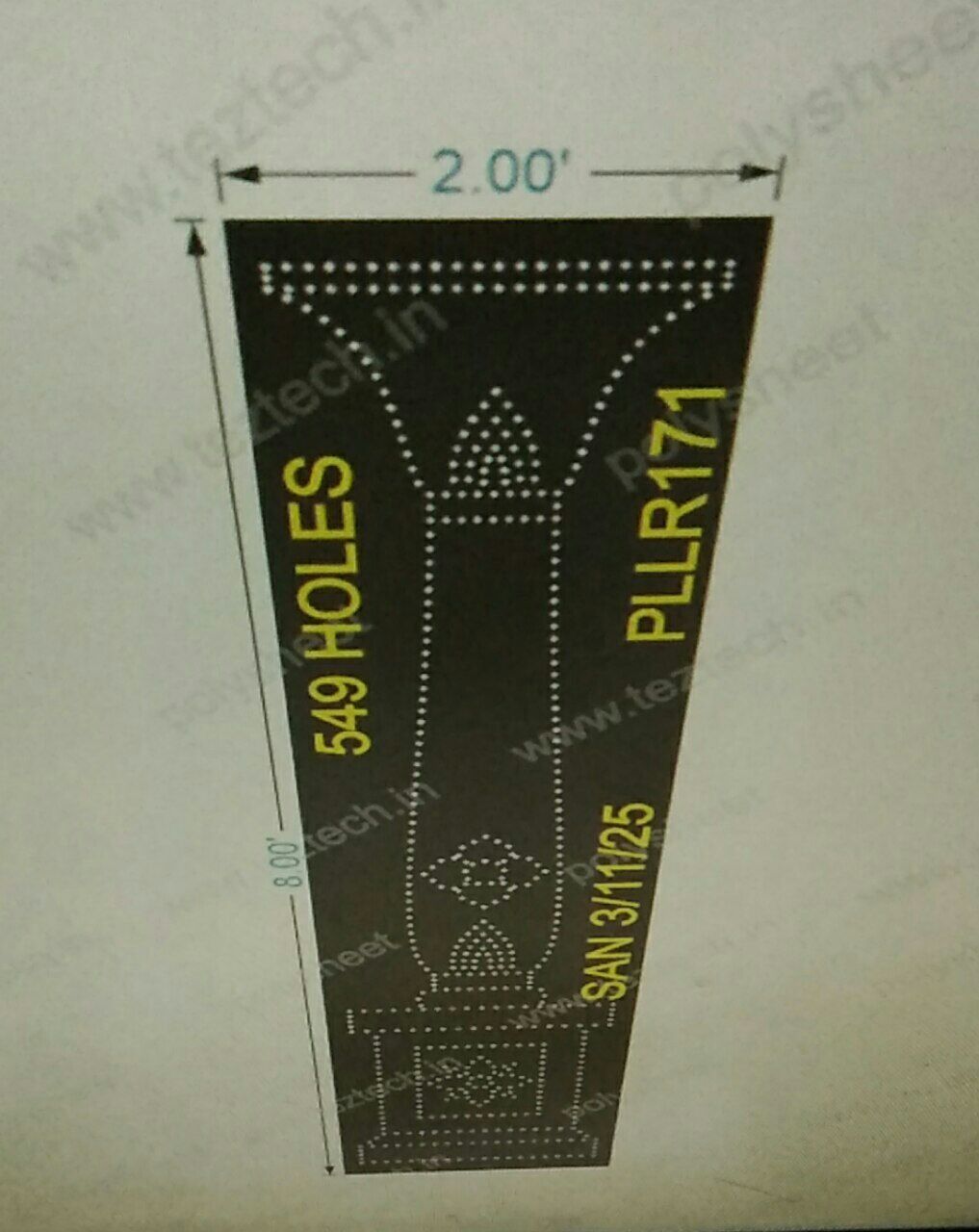 PLLR171 PILLAR 1 PART 2X8 FEET 549 HOLES