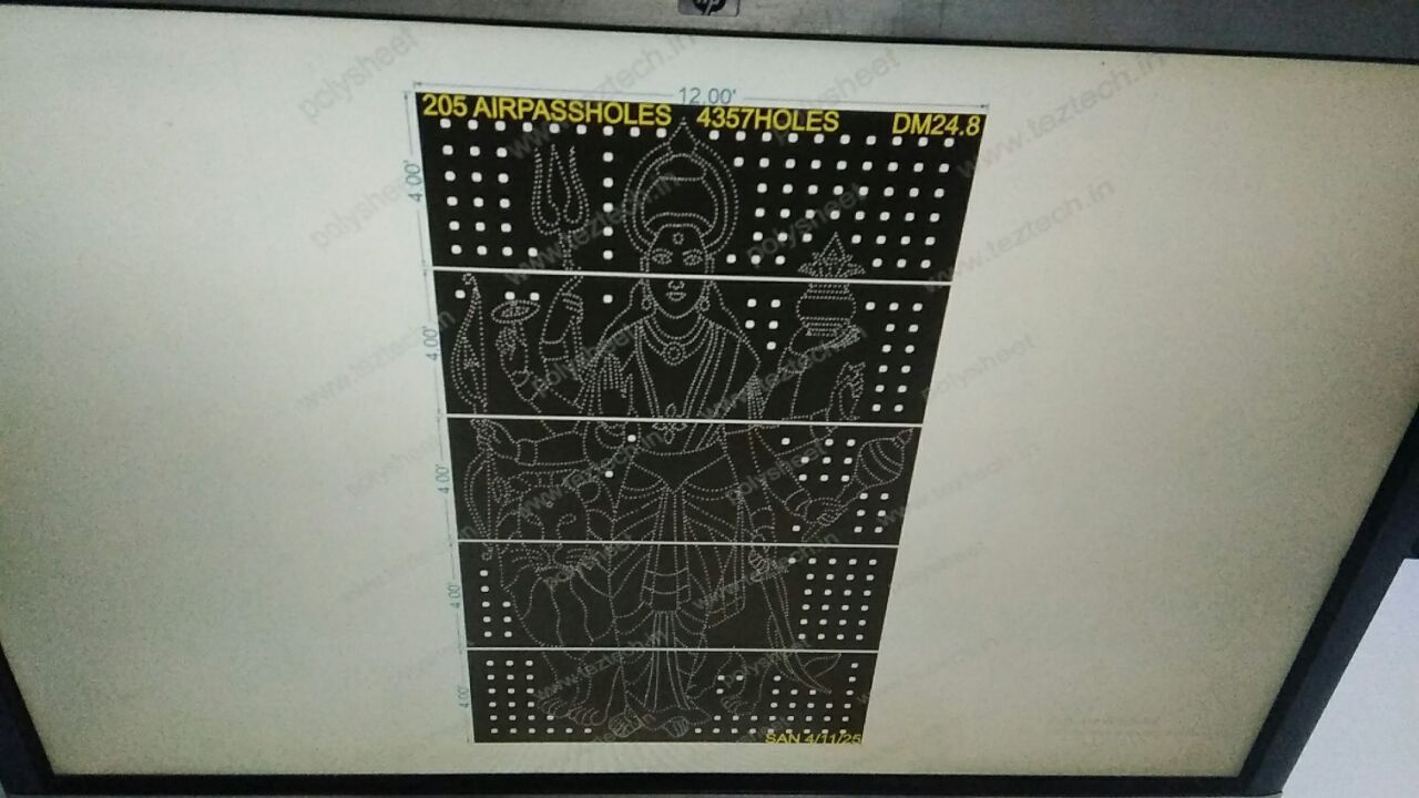 DM24.6 DURGA MATA WITH BORDER 20X12 FEET 4357 HOLES (5 PARTS) WITH AIR PASS HOLES=205