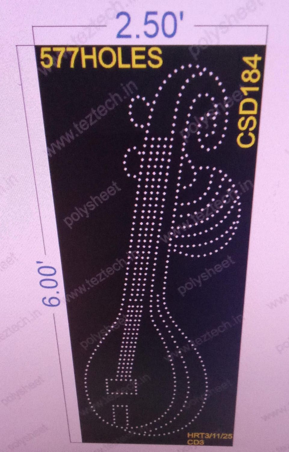 CSD184 SITAR  6X2.5  FEET 577  HOLES