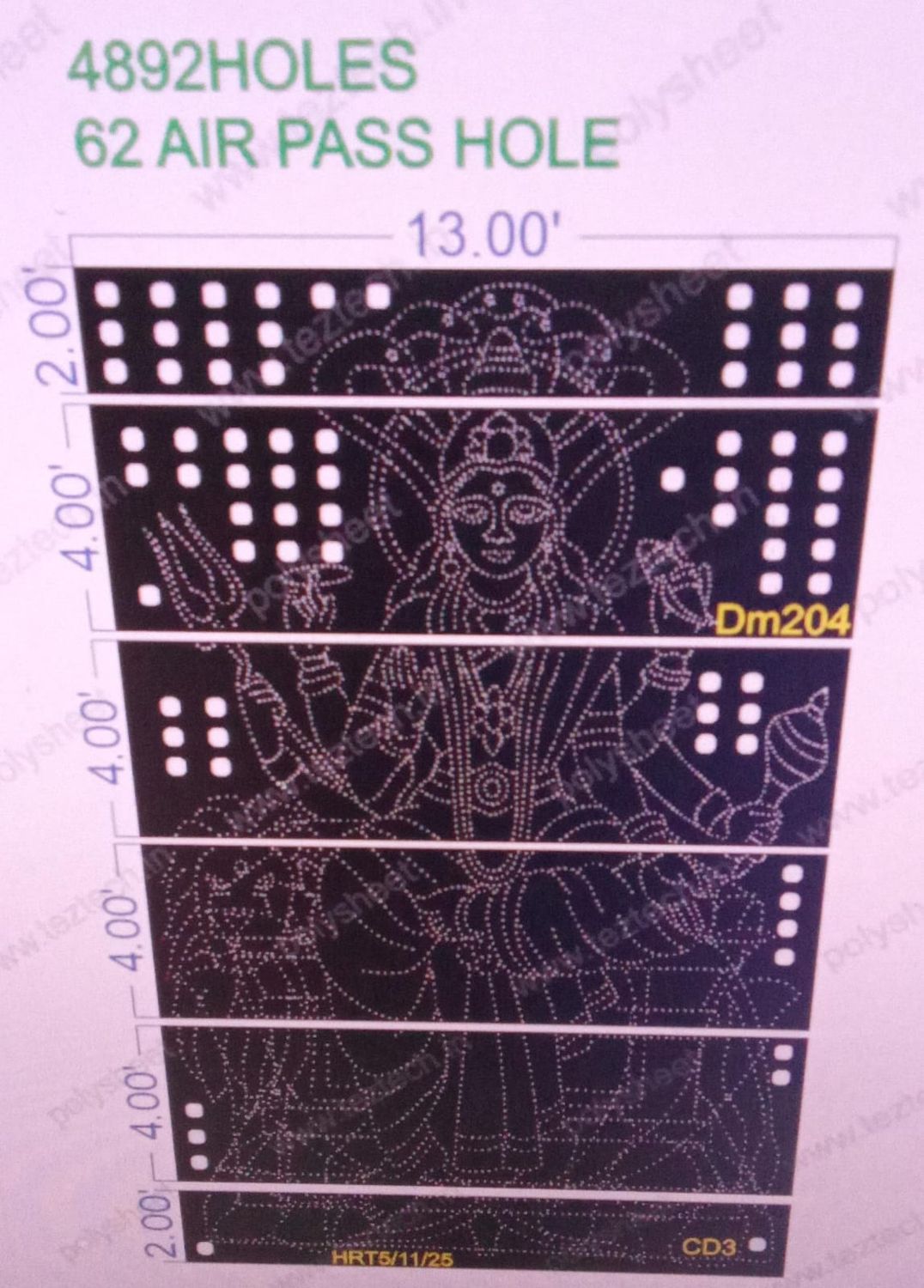 DM204  DEVI MATA  20X13  FEET 4892  HOLES (6 PARTS)