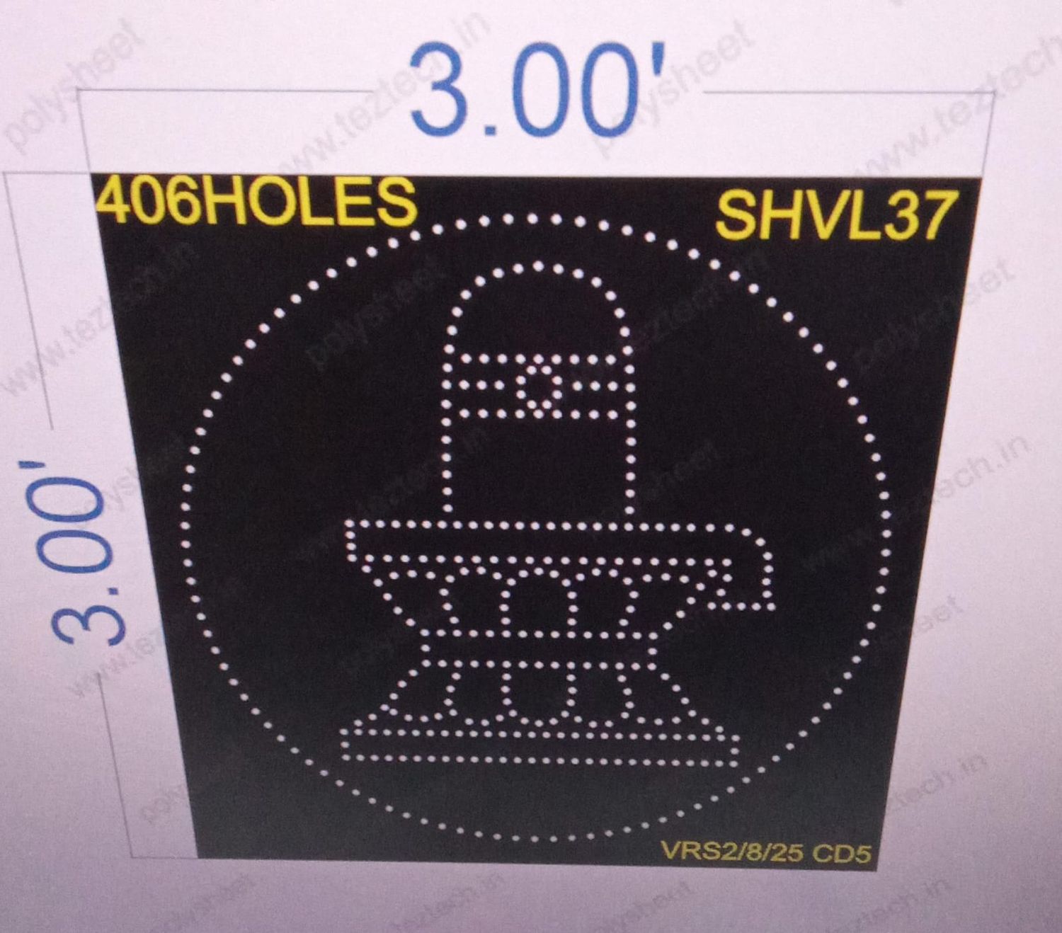 SHVL37 SHIVLING 1 PART 3X3 FEET 406 HOLES