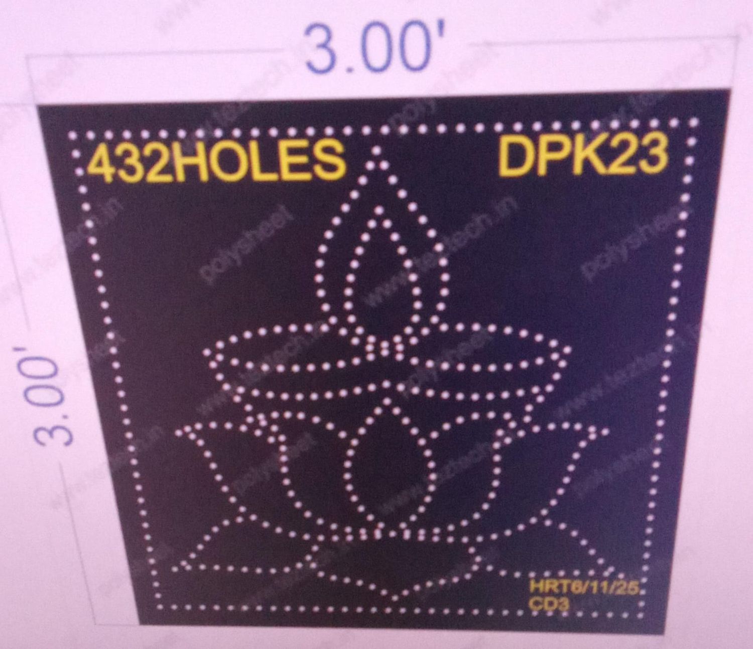 DPK23 DIPAK LOTUS 1 PART 3X3  FEET432  HOLES