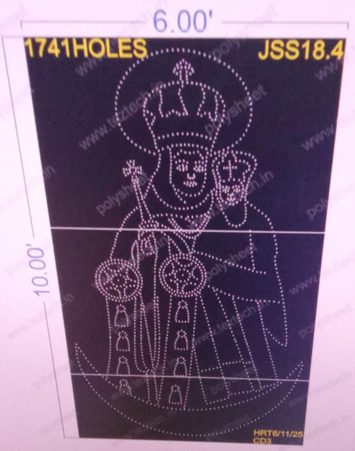 JSS18.4   JESUS 1 PART 10X6  FEET 1741  HOLES (3PARTS)