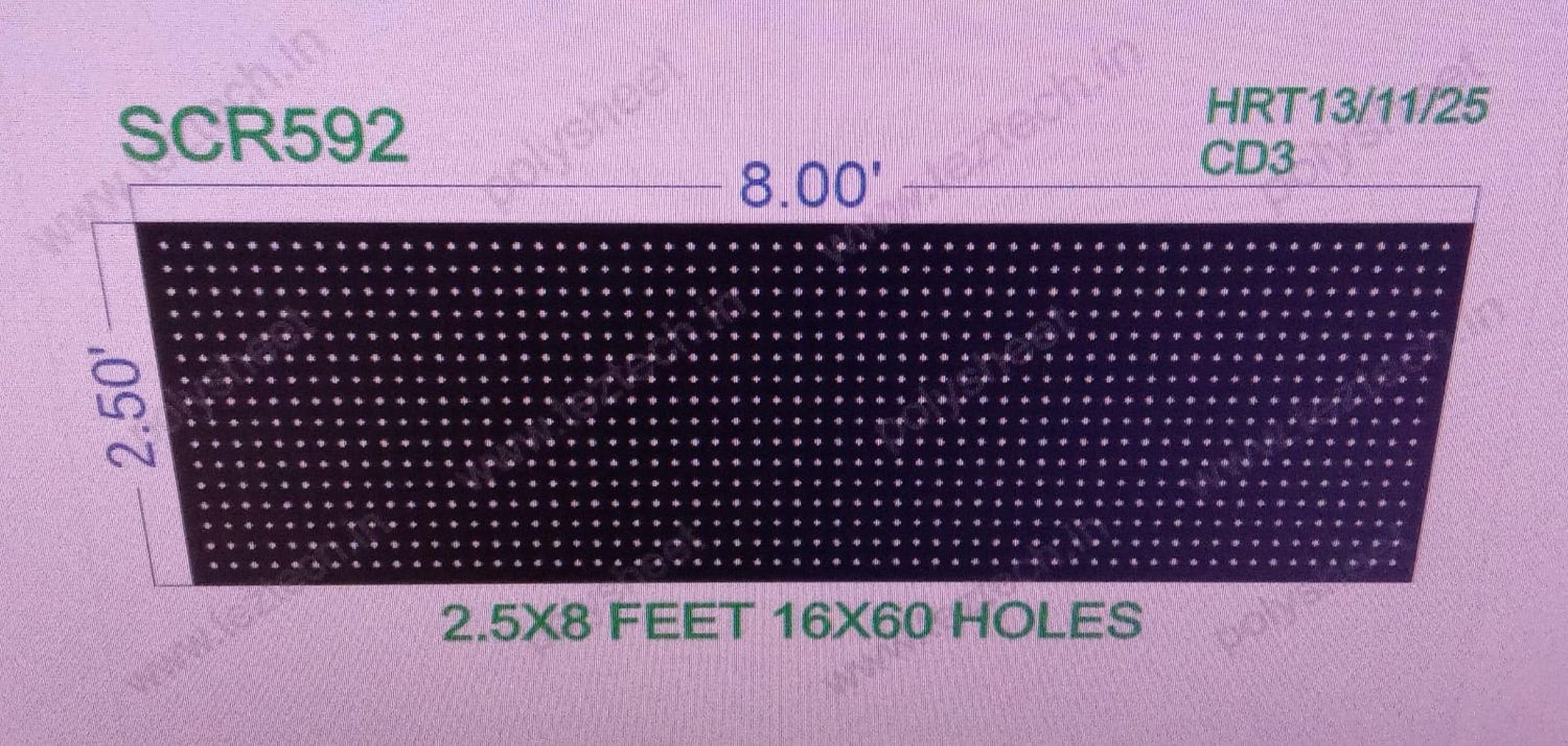 SCR592  SCREEN SHEET  2.5X8  FEET 16X60 HOLES SCREEN TOTAL HOLES= 960